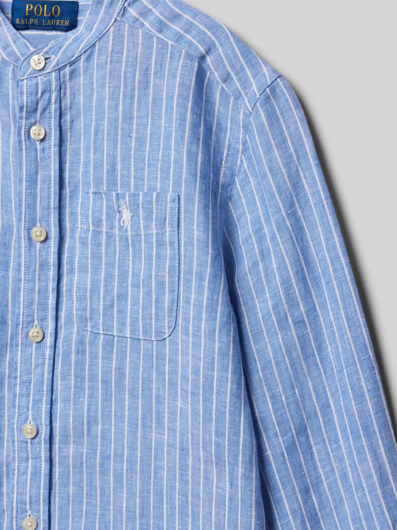 Polo Ralph Lauren Teens Relaxed fit linnen overhemd met opstaande kraag model 'POSTBOY'