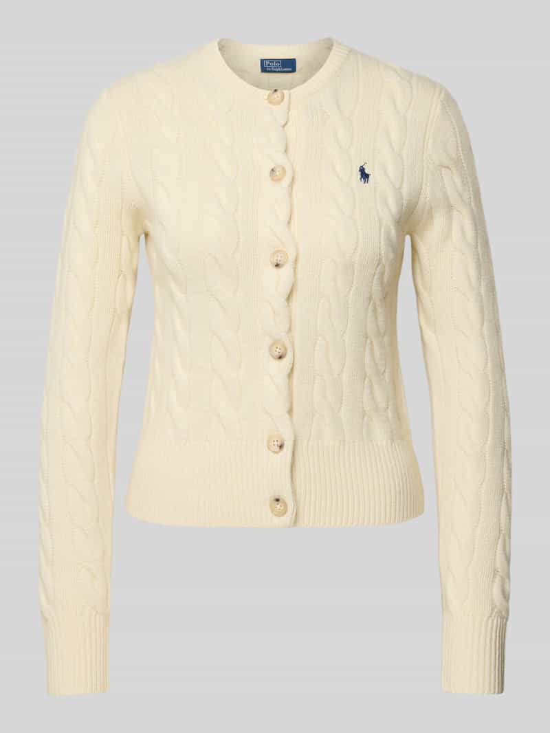 Polo Ralph Lauren Gebreid jack van een mix van linnen en kasjmier met kabelpatroon