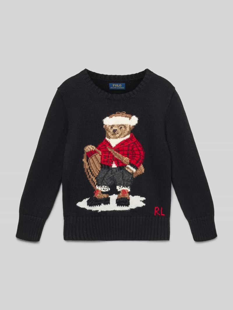 Polo Ralph Lauren Kids Gebreide pullover met motief en ronde hals