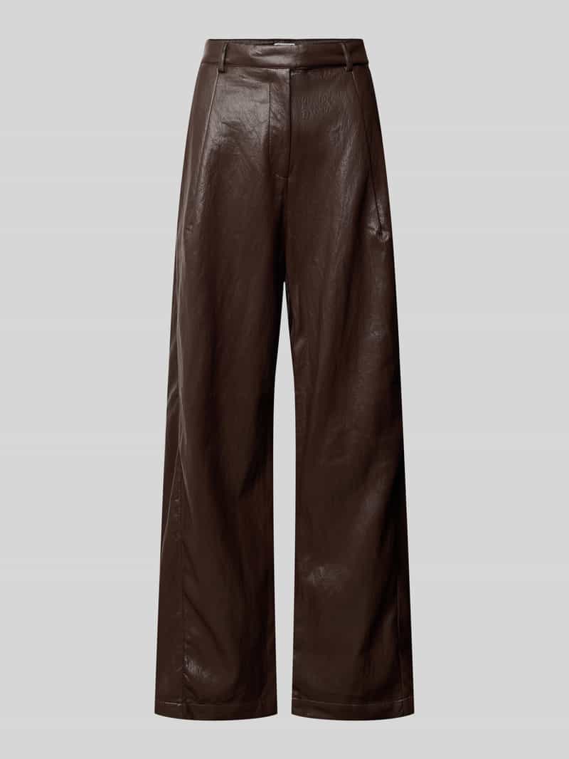 Jake*s Casual Wide leg broek van imitatieleer met riemlussen