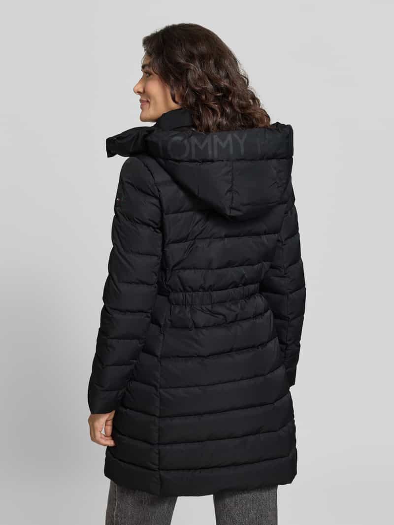 Tommy Hilfiger Regular fit lange donsjas met afneembare capuchon