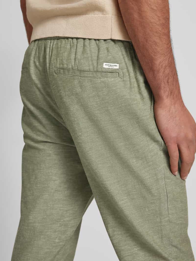 Scotch & Soda Tapered fit stoffen broek met tunnelkoord model 'Warren'