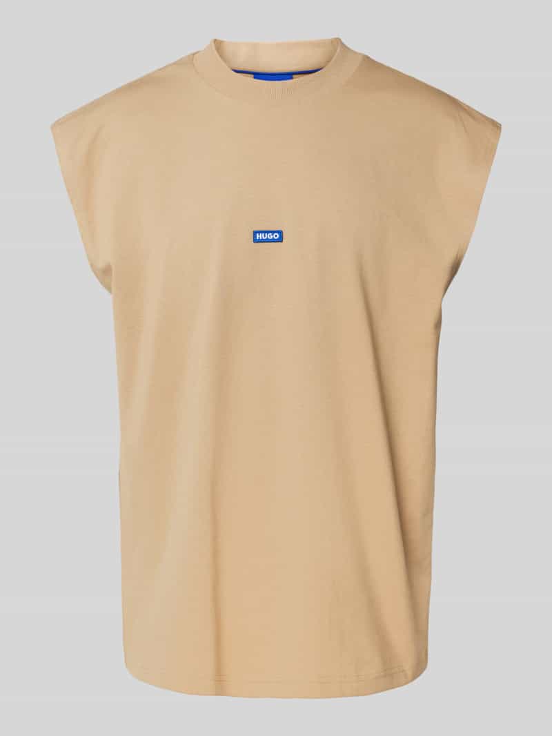 Hugo Blue Tanktop met labeldetail model 'Navertz'