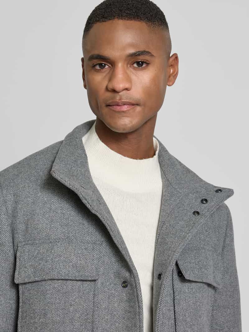 Tom Tailor Regular fit lange wollen jas van wolmix met afneembare binnenkraag