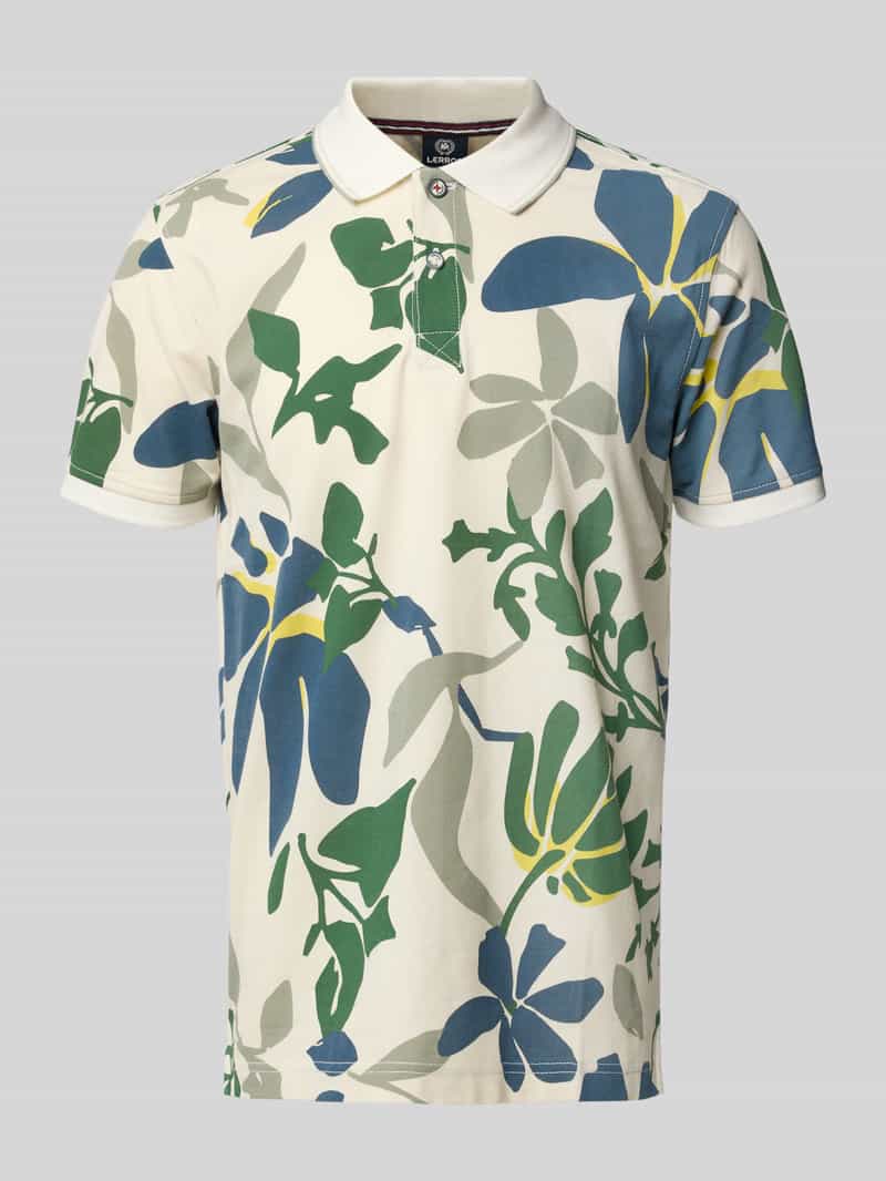 Lerros Regular fit poloshirt met geribde mouwboordjes