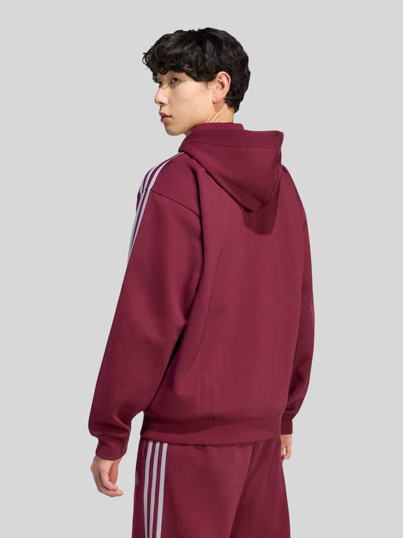 adidas Sportswear Regular fit jack met capuchon van katoenmix met 3-streepdesign