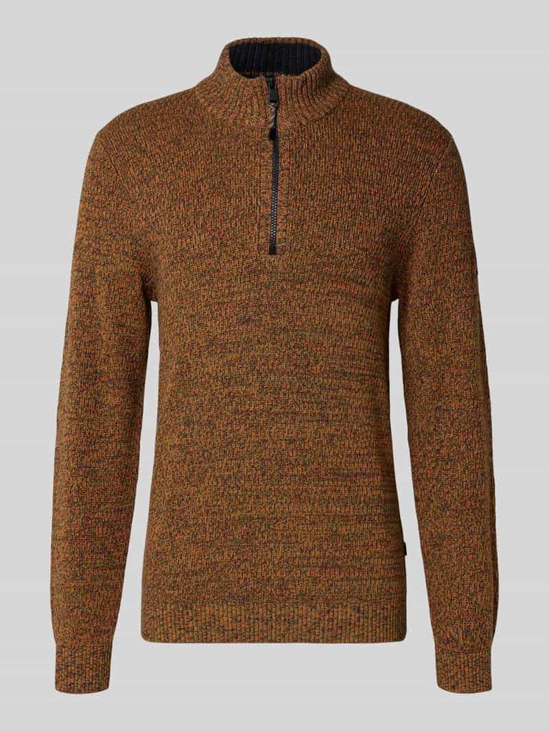 camel active Slim fit schipperstrui met ritssluiting model 'Mouline'
