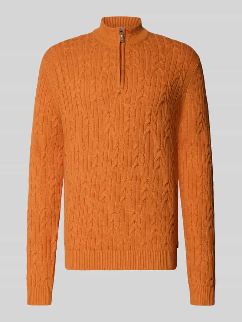 FYNCH-HATTON Slim fit gebreide pullover van mix van katoen en wol