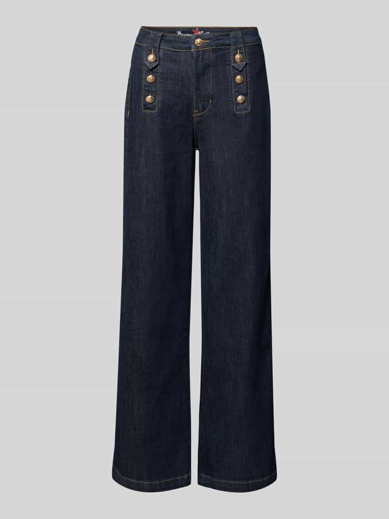 Buena Vista Wide leg jeans met sierknopen