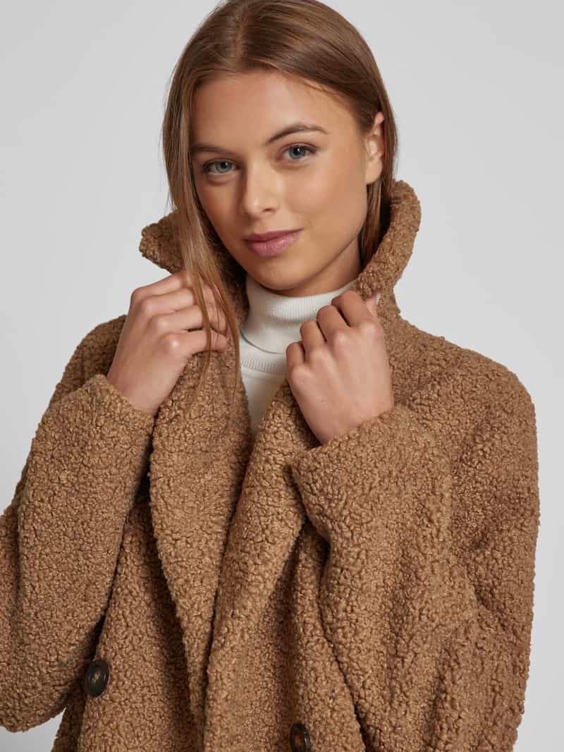 Soyaconcept Lange jas van teddybont met platte kraag model 'Mukite'