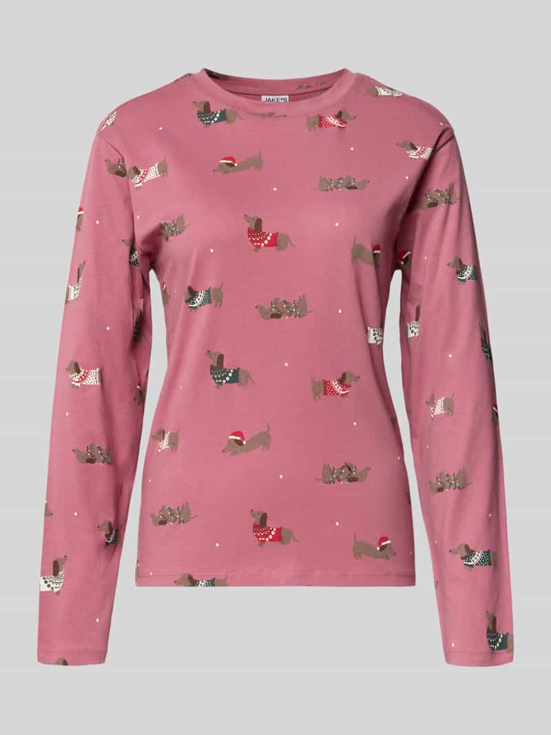 Jake*s Casual Relaxed fit pyjamabovendeel met all-over motiefprint