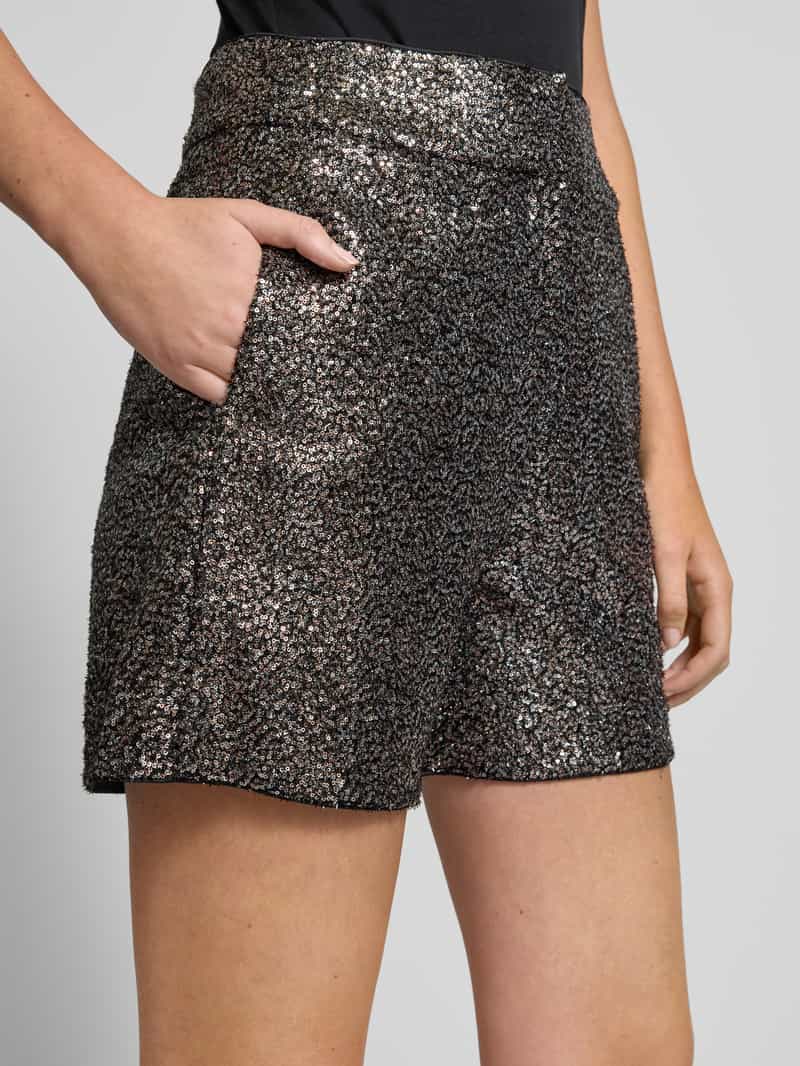 comma Regular fit korte broek met pailletten