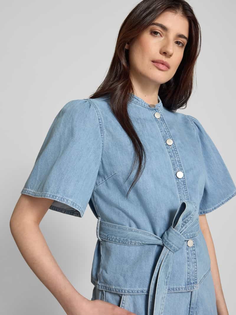 MSCH Copenhagen Regular fit jeansblouse met strikceintuur model 'Ingrid Lis'