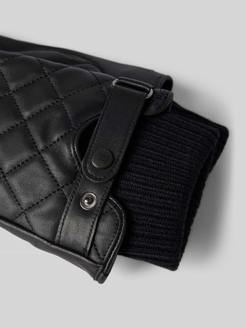 Barbour Handschoenen van echt leer met ribgebreide boordjes