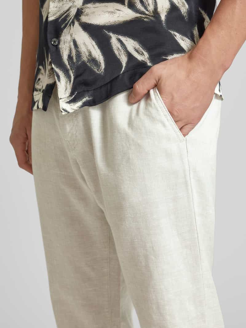 Boss Orange 'Tapered Fit linnen broek met tunnelkoord