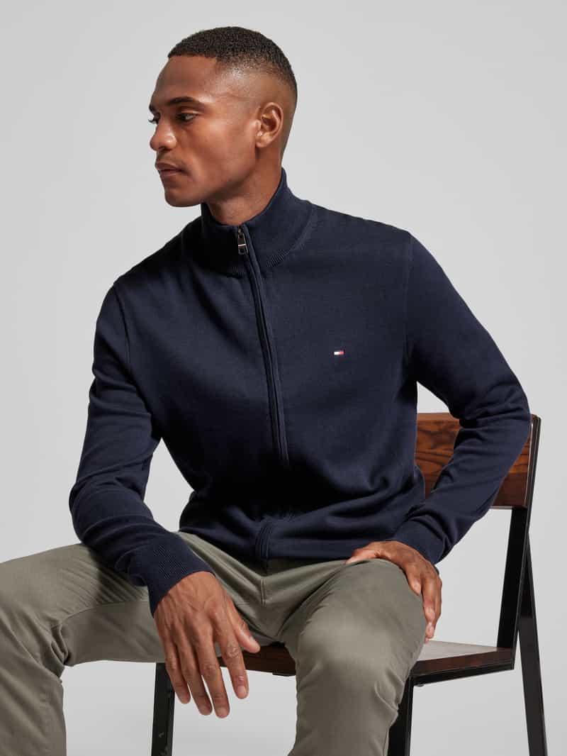 Tommy Hilfiger Gebreid jack met logostitching model 'ESSENTIAL'