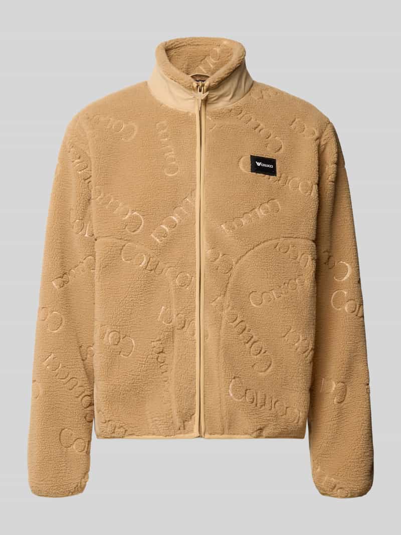 Regular fit teddyjack met labelpatch
