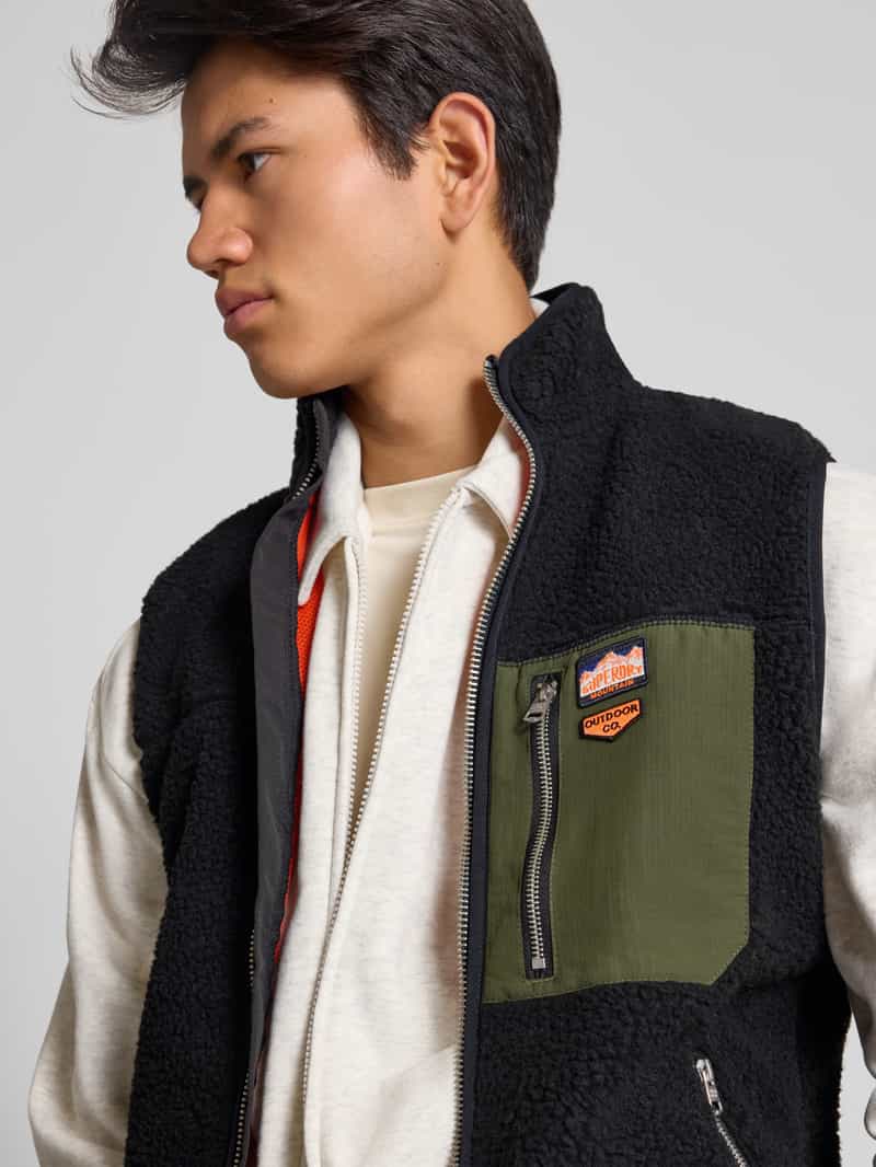 Superdry Fleecegilet met ritszakken en opstaande kraag