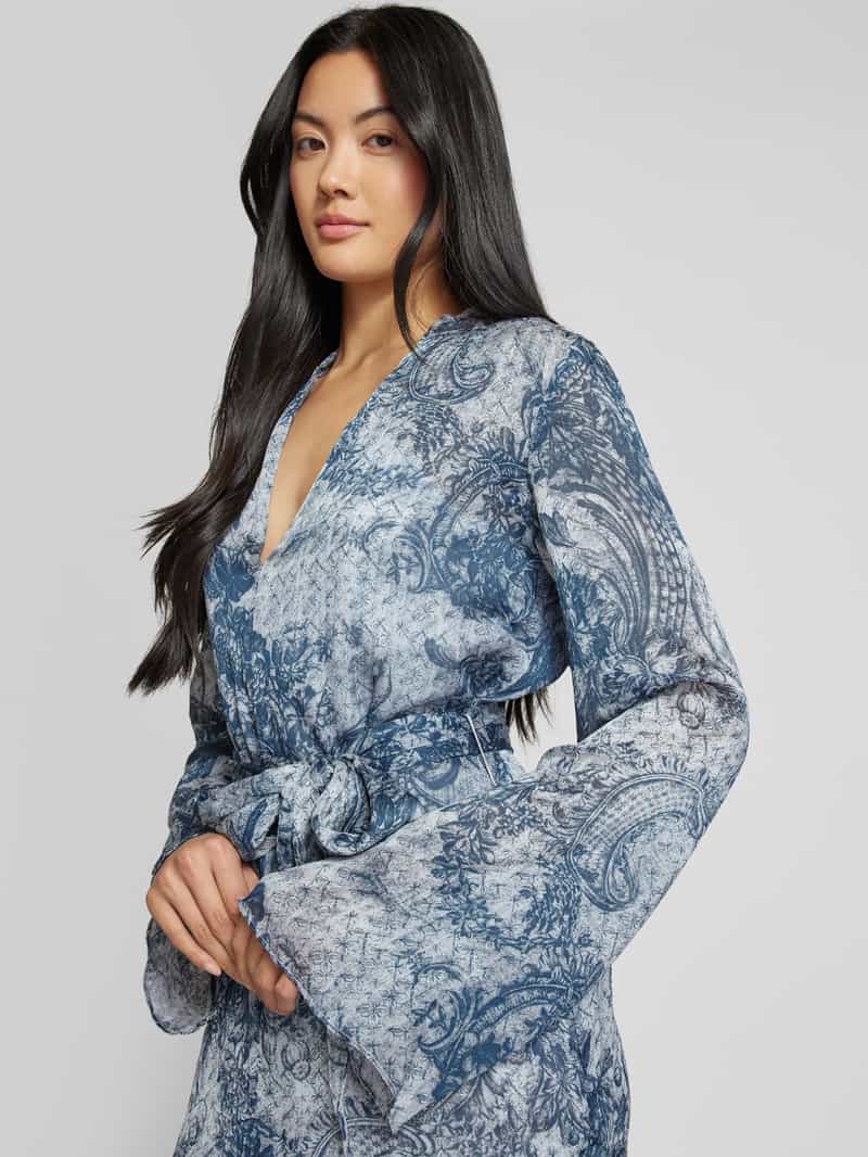 Guess Knielange jurk met strikceintuur model 'SIBILLA'