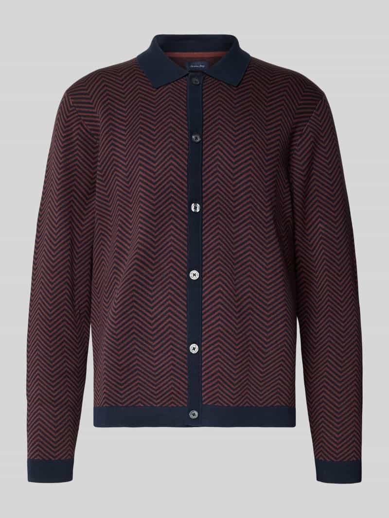Christian Berg Men Regular fit gebreid jack met platte kraag