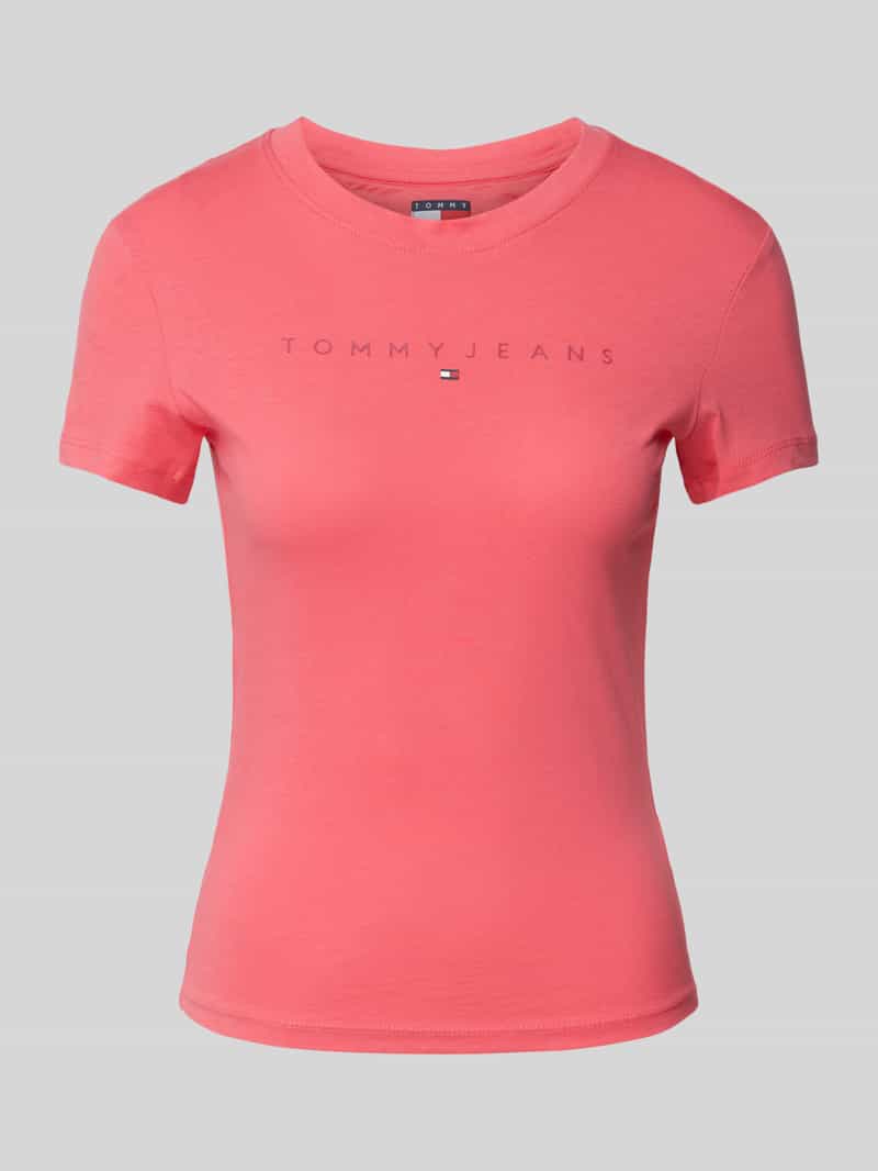 Tommy Jeans T-shirt met geribde ronde hals