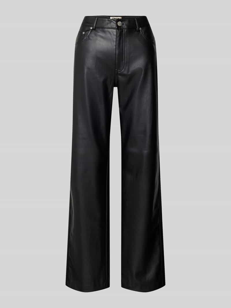Only Wide leg broek in leerlook model 'KIRI'