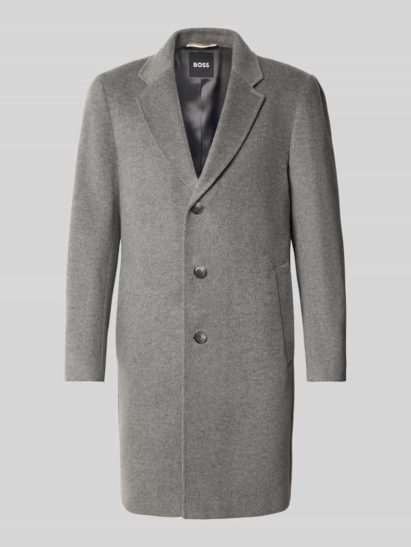 Boss Slim fit lange wollen jas met reverskraag model 'HYDE'
