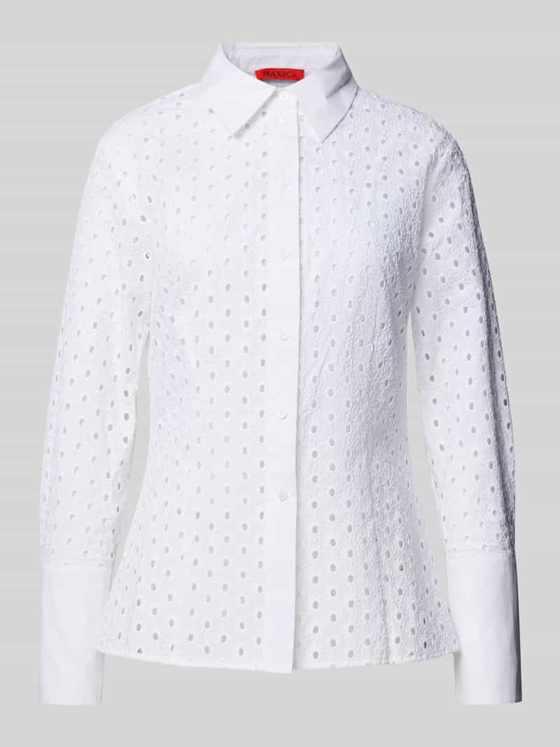 MAX&Co. Regular fit overhemdblouse met broderie anglaise model 'JAMAICA'