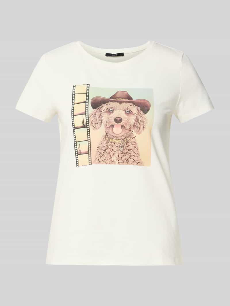 Zero T-shirt met strass-steentjes en ronde hals