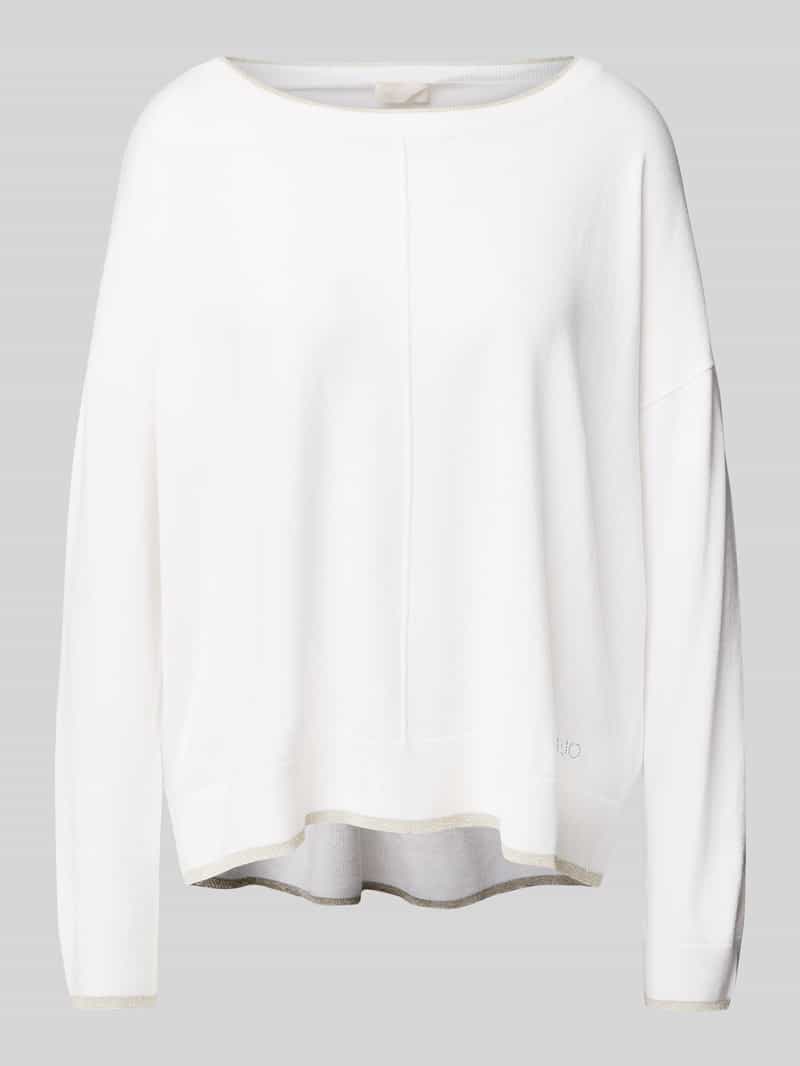 Liu Jo White Gebreide pullover met ribboorden