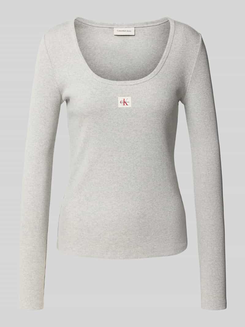 Calvin Klein Shirt met lange mouwen LS WOVEN LABEL 2X2 RIB SCOOP NEC