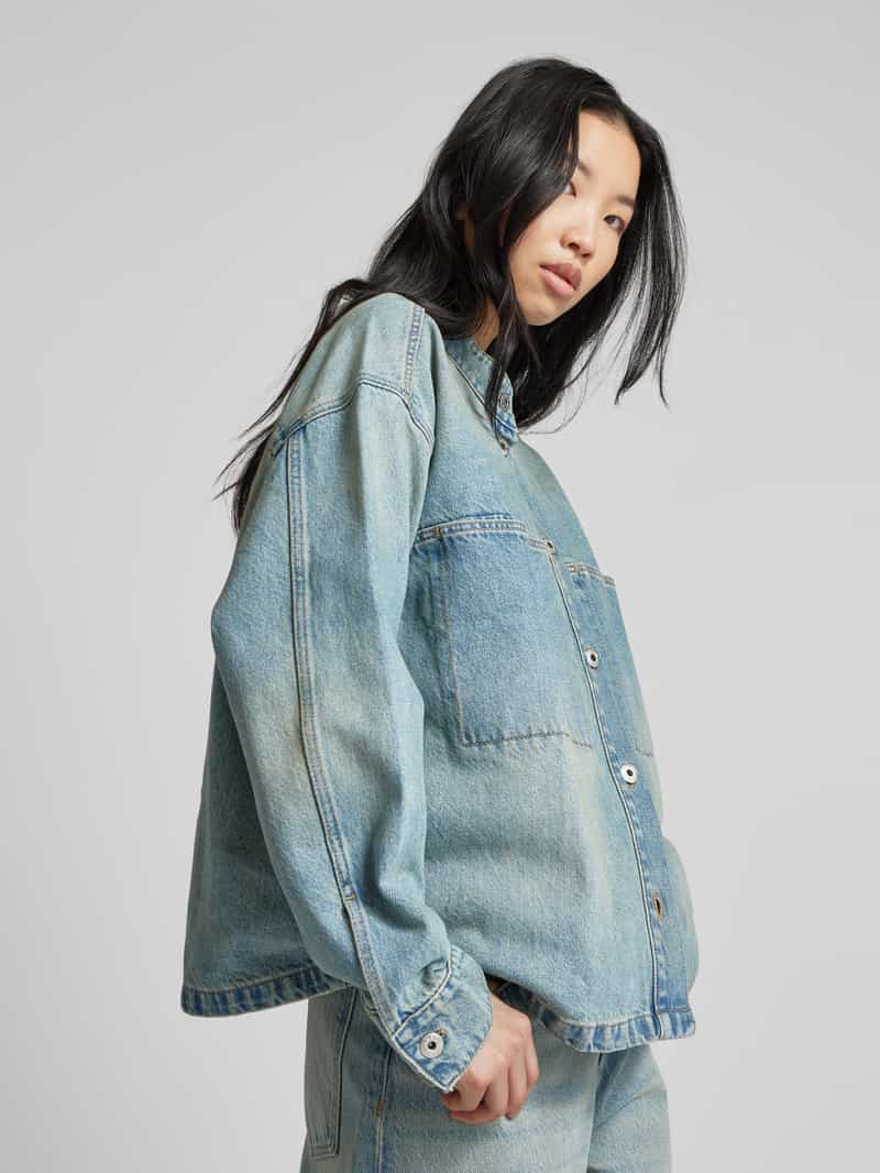 Jake*s Casual Regular fit jeansblouse met opstaande kraag