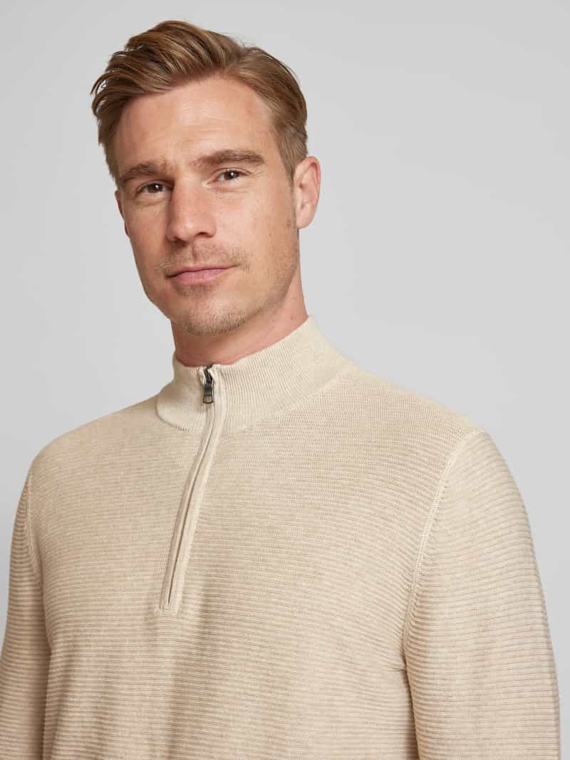 OLYMP Level Five Slim fit gebreide pullover met opstaande kraag