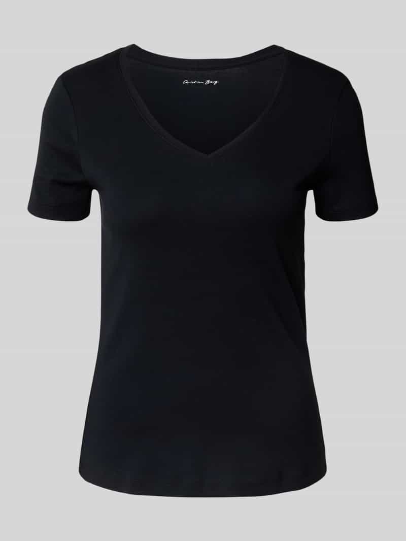 Christian Berg Woman T-shirt met geribde V-hals