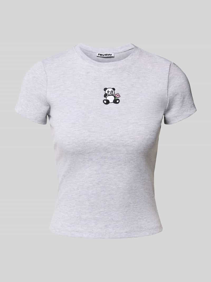 REVIEW T-shirt met motiefstitching en ronde hals