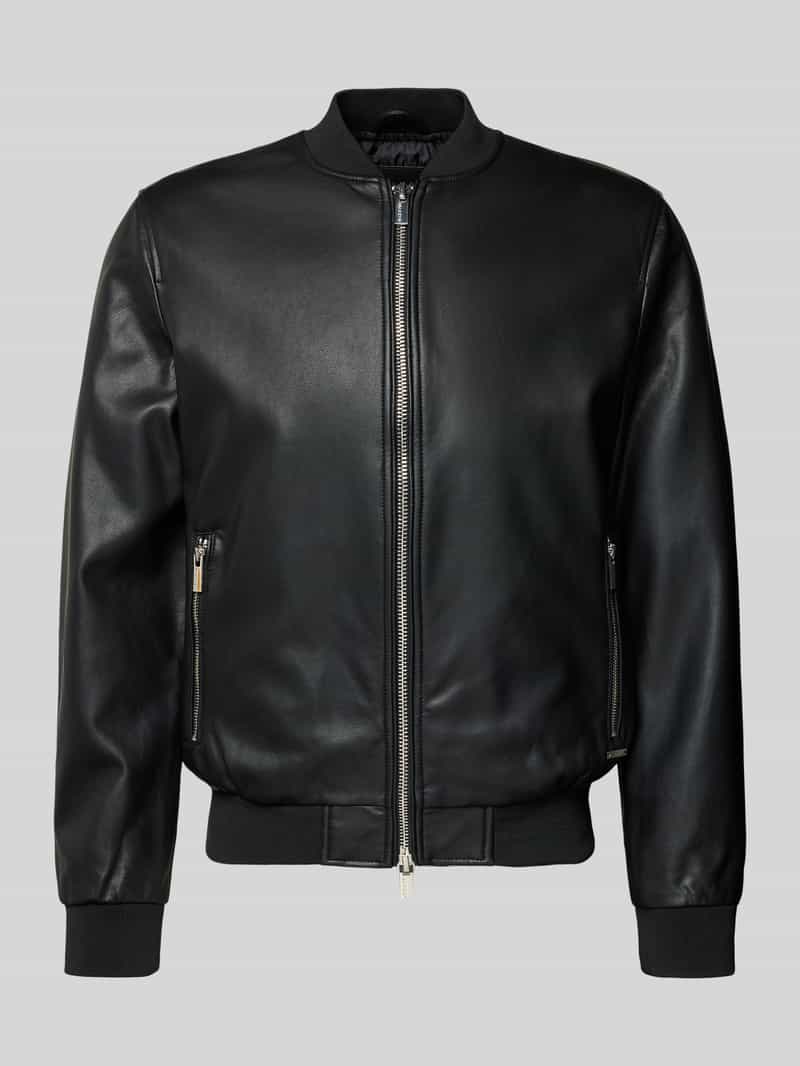 bomberjack in leerlook met tweewegritssluiting