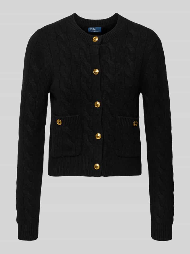 Polo Ralph Lauren Cardigan van een mix van lanawol en kasjmier met kabelpatroon