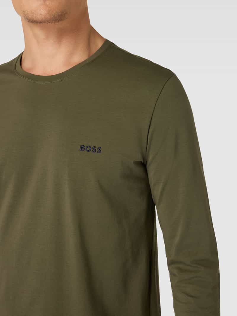 Boss Shirt met lange mouwen in gemêleerde look met labelstitching