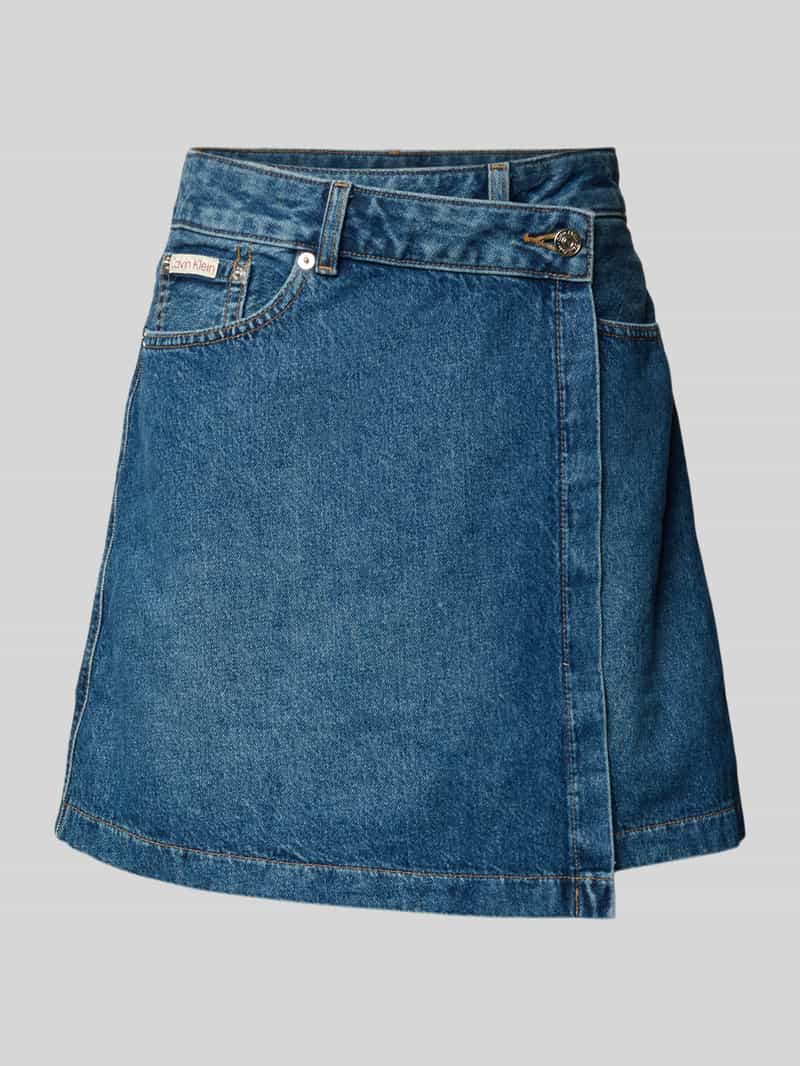 Calvin Klein Jeans Jeansrok in wikkellook met labeldetail