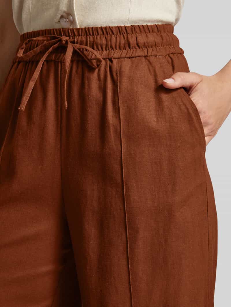 Gestuz Wide leg linnen broek met vaste persplooien model 'Leena'