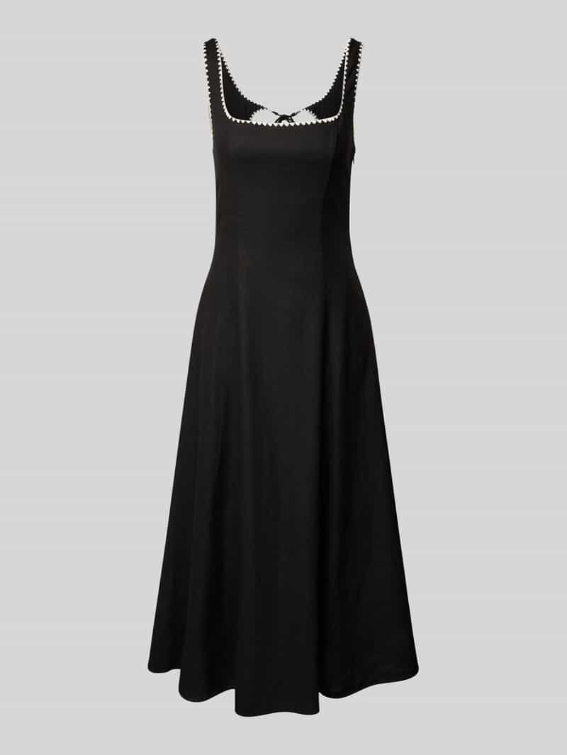 Forever New Midi-jurk van een mix van linnen en viscose met vetersluiting model 'Soleen'