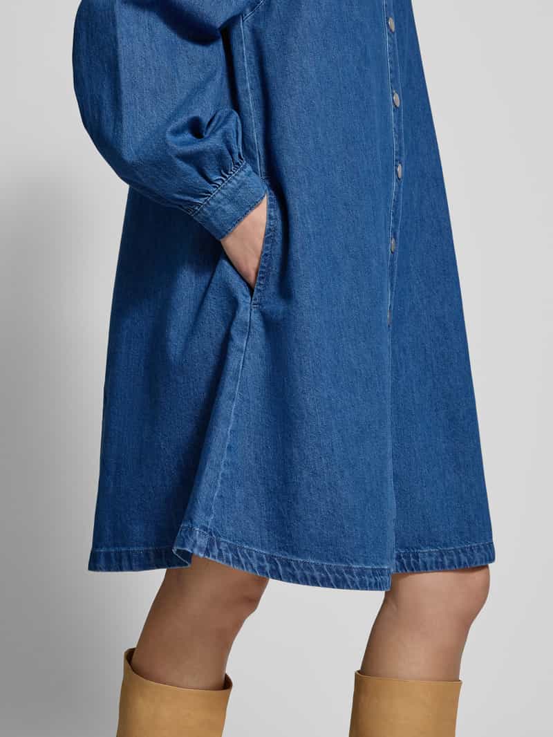 MSCH Copenhagen Knielange jeansjurk met opstaande kraag model 'Elena'
