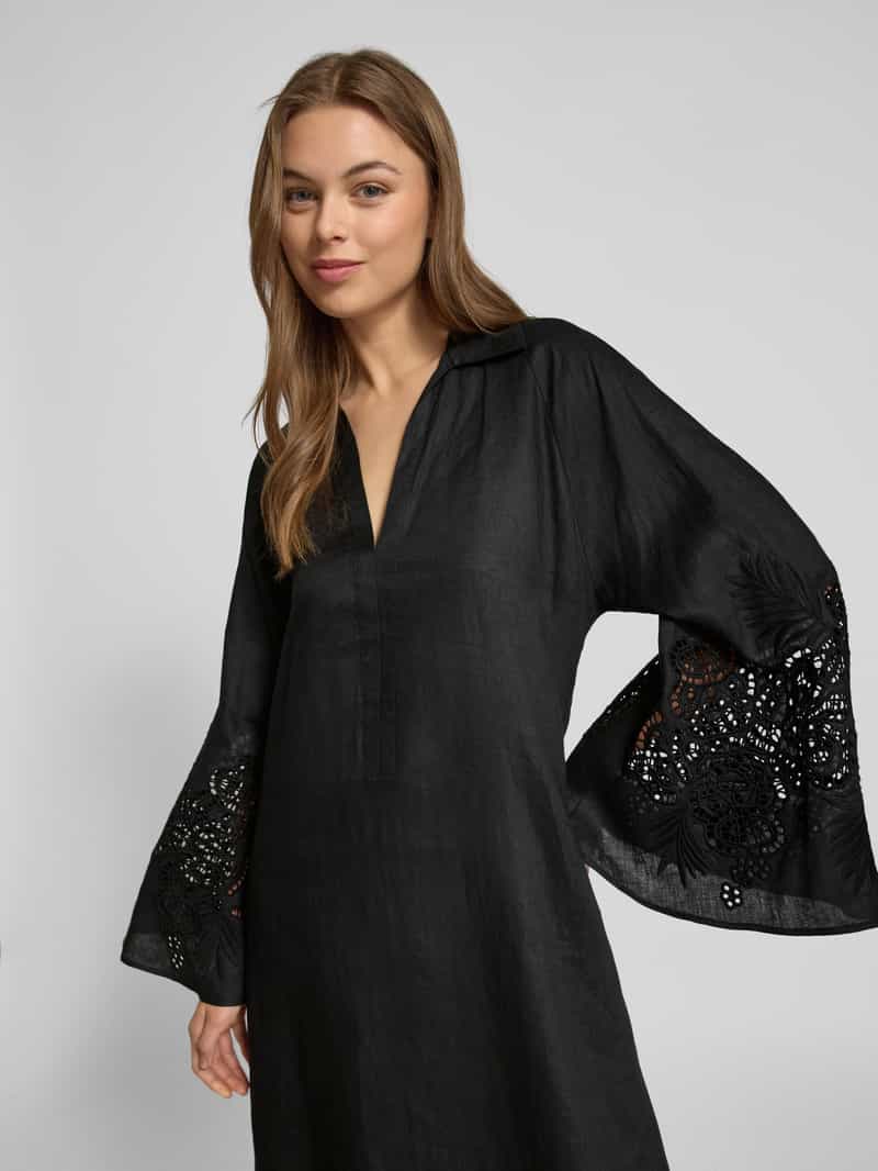 Max Mara Studio Linnen jurk met broderie anglaise model 'STRANO'