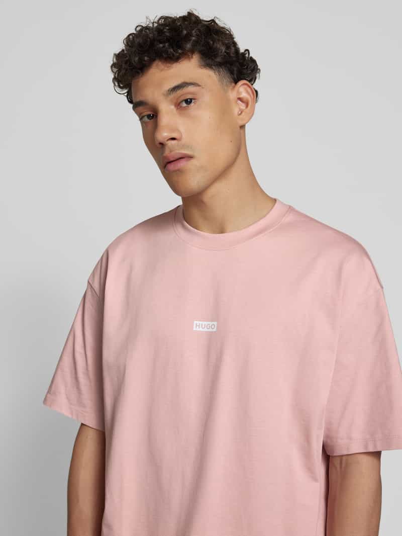 Hugo Blue T-shirt met labelprint model 'Nalono'