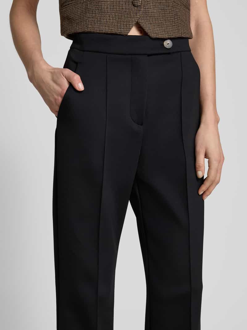 MM Straight leg stoffen broek met vaste persplooien model 'MALESIA'