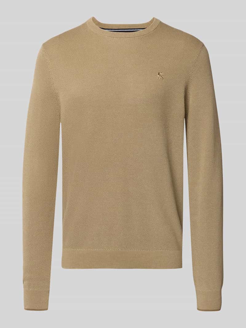 Lerros Regular fit gebreide pullover van zuivere katoen met labeldetail