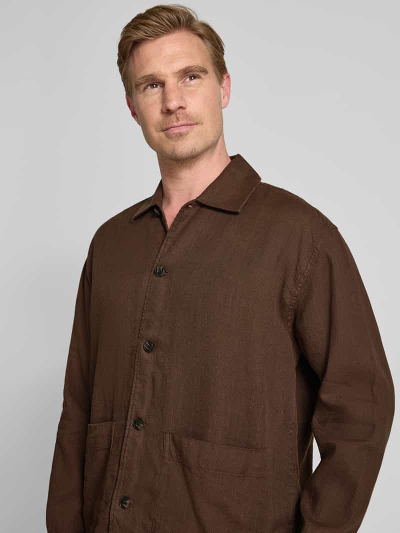 Selected Homme Relaxed fit overshirt van een mix van katoen en linnen model 'RELAXTONY'