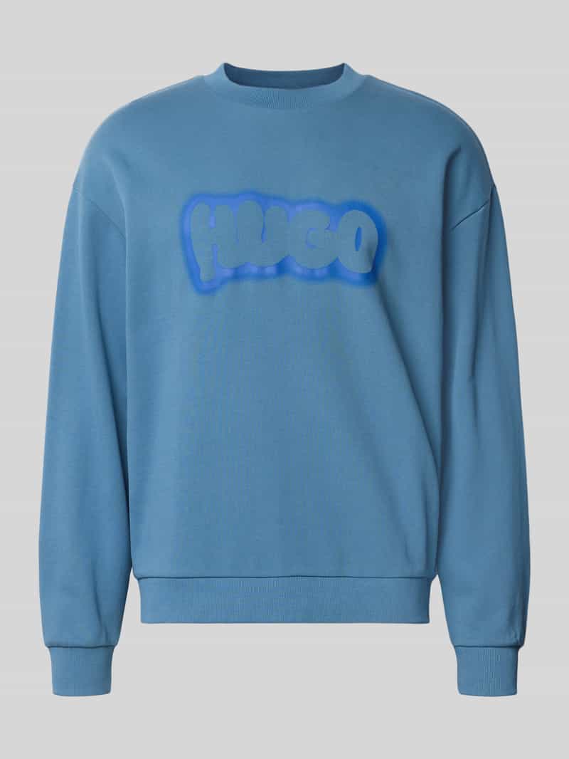 Hugo Blue Regular fit sweatshirt van puur katoen model 'NEWIREX'
