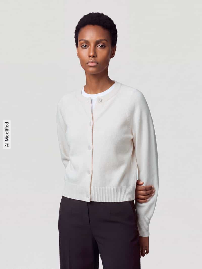 Jake*s Casual Gebreid jack van pure wol met labeldetail