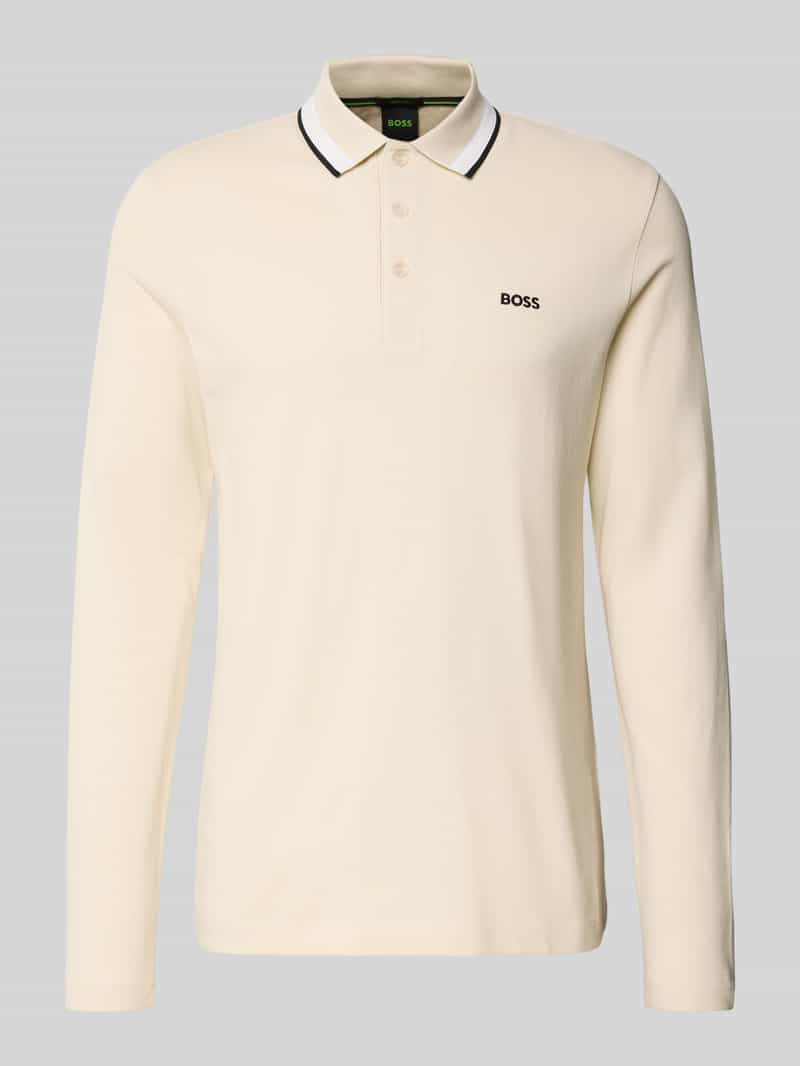 BOSS GREEN Poloshirt met lange mouwen Plisy met strepen op de kraag